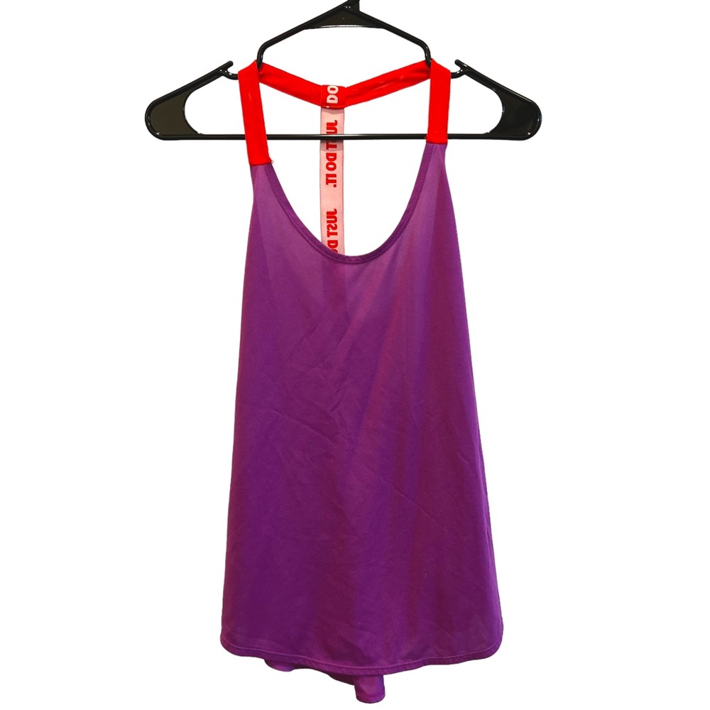 Nike Women Dri-Fit Just Do It Purple Coral Racerback Active Tank Top - L
